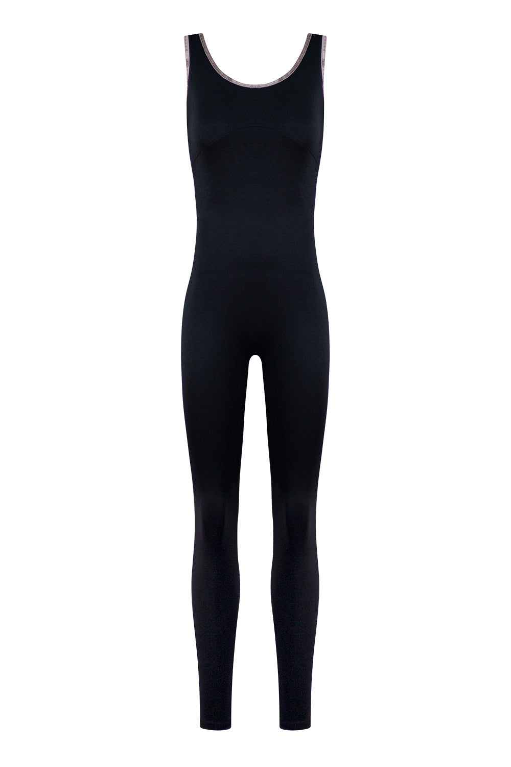 Anna Duo Unitard in M-Black body color with M-Black top color and CV-Phantom trim color