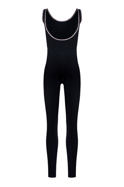 Anna Duo Unitard in M-Black body color with M-Black top color and CV-Phantom trim color